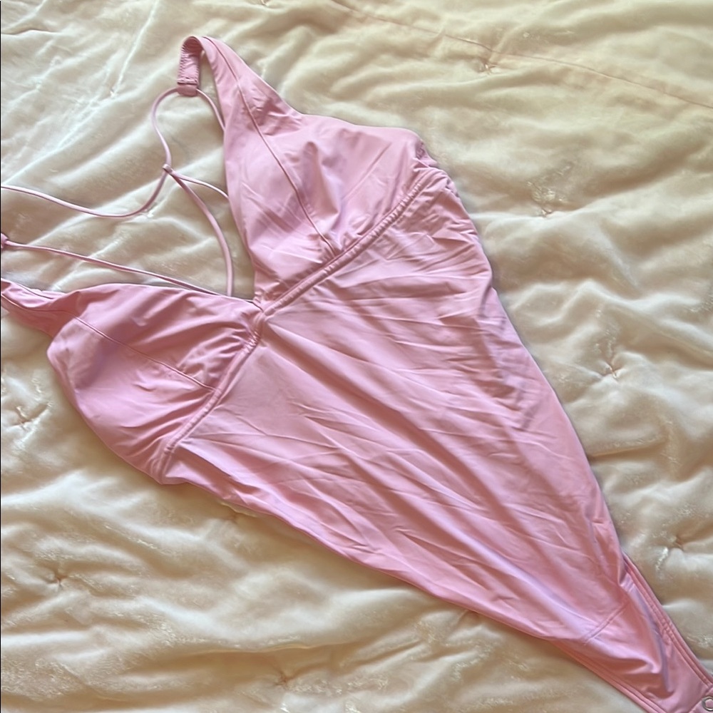 Hollister pink bodysuit with open back